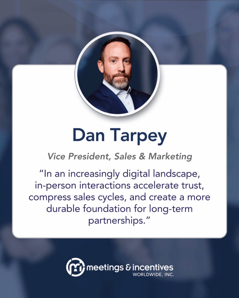"In an increasingly digital landscape, in-person interactions accelerate trust, compress sales cycles, and create a more durable foundation for long-term partnerships." -Dan Tarpey, Vice President, Sales & Marketing, M&IW