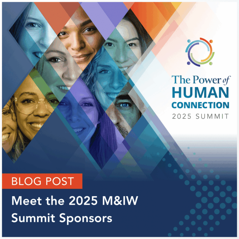 M&IW Summit sponsors: Collage of diverse faces and event logo "The Power of Human Connection