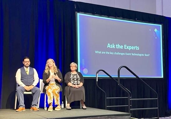 Bridget Wagner, center, speaks at Cvent CONNECT 2023