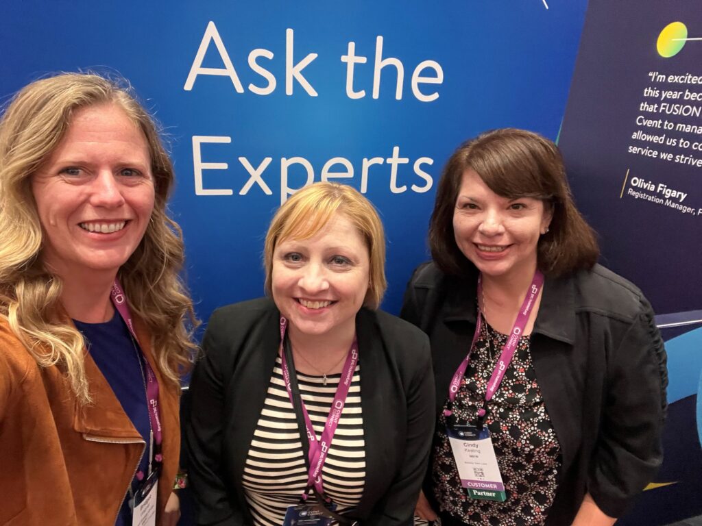 L-R: Bridget Wagner, Jessica Faust, and Cindy Keating at Cvent CONNECT 2023