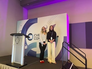 Chelsea Kucera, left, and Linsey Giant onstage at Cvent CONNECT 2024