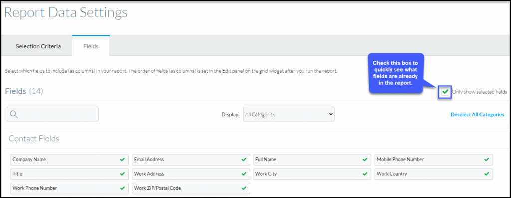 Screenshot of the new Report Data Settings in Cvent