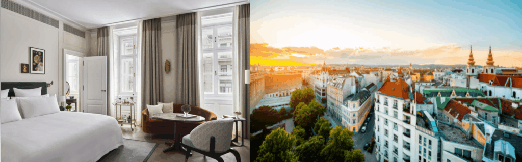 Interior and exterior view of Rosewood Vienna