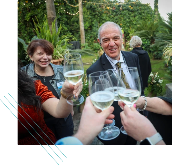 Guests toasting with champagne at an incentive travel reception
