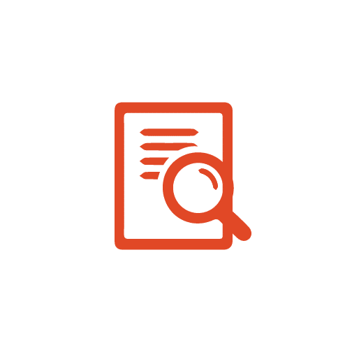 Icon of paper with magnifying glass
