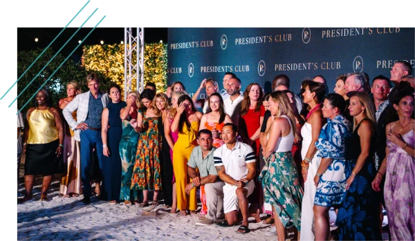 Large group of employees celebrating outdoors