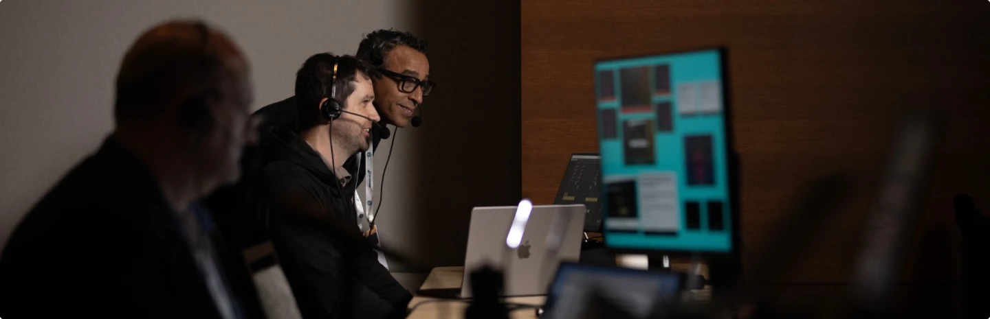 Production crew working at the control desk during a show
