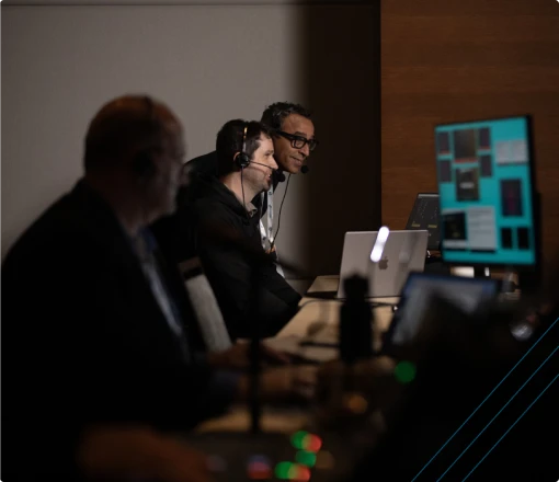 Production team running a live event from the control desk