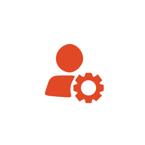 Icon of person with gear in corner