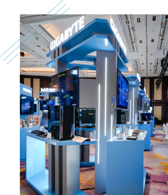 Sponsor exhibit booth at a trade show
