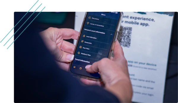Attendee scanning a QR code with an event mobile app
